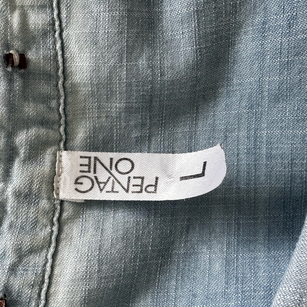 Pentag One Soft Chambray Button Down Shirt Light Wash Denim Blouse S - Picture 3 of 4